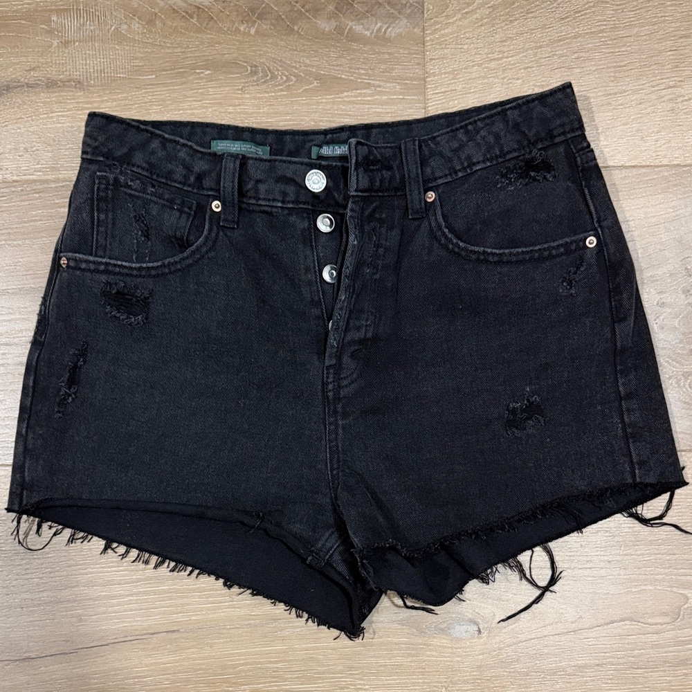 wild fable Black High-Rise Distressed Jean Shorts